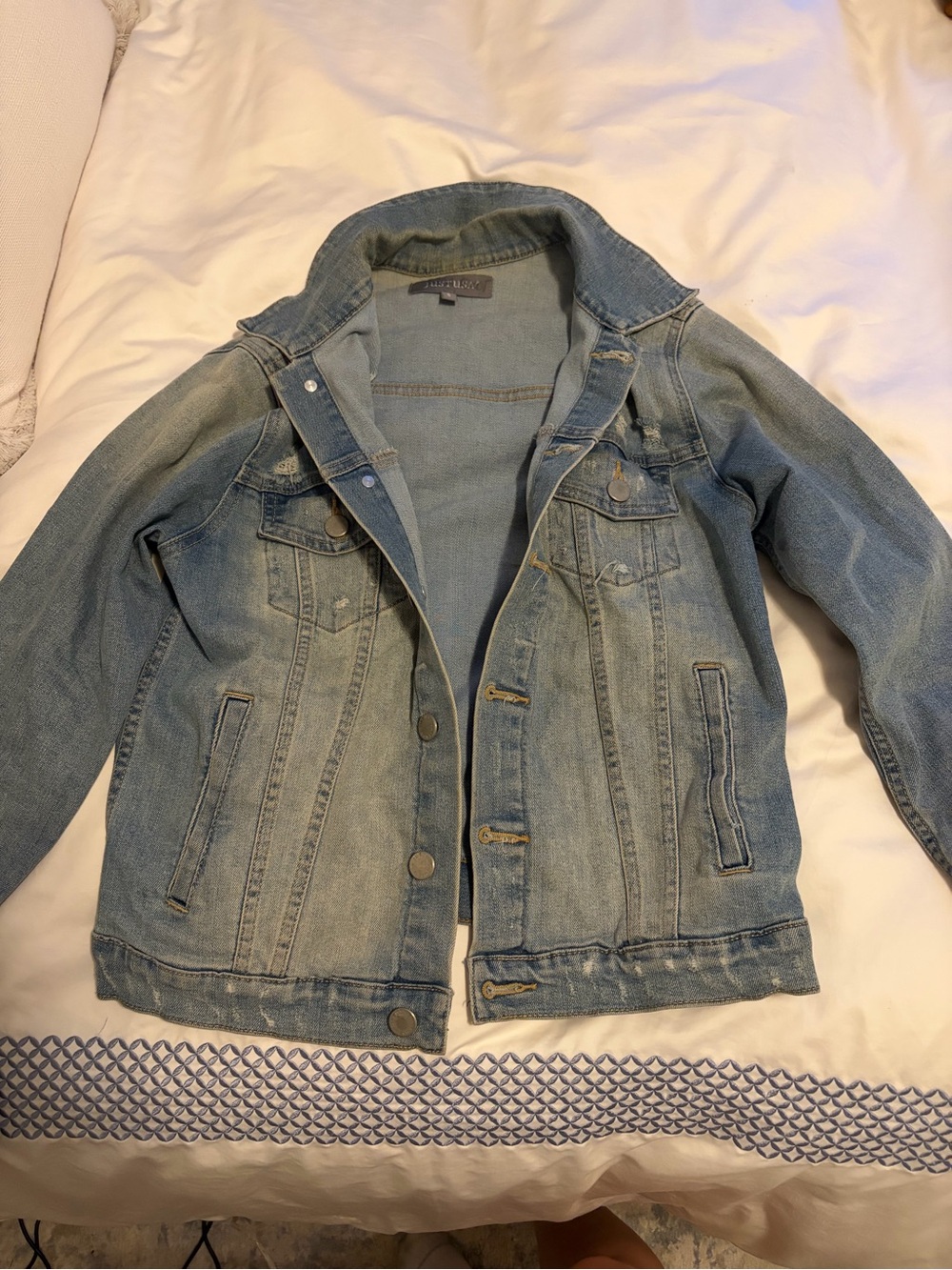 Just USA Light Blue Distressed Denim Jacket